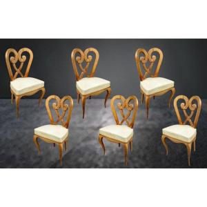 Germaine Darbois-gaudin (decorator, Ocean Liners) Six Art Deco Chairs Circa 1940