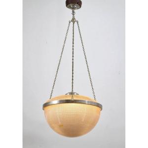 Very Important And Rare Holophane Double Glass Reflector Pendant Circa 1930