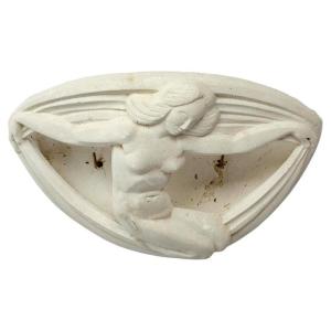Art Deco Plaster Wall Light With Naiade Decoration Circa 1930