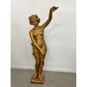 Large Statue (154cm) In Gilded Plaster, Art Deco Period, Circa 1930 