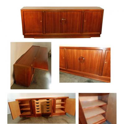 French Labor 1930 Large And Elegant Art Deco Sideboard In Mahogany Veneer, Interior E