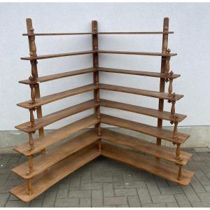 Large Hanging Corner Shelf For Bistro, Restaurant Or Shop In Solid Oak