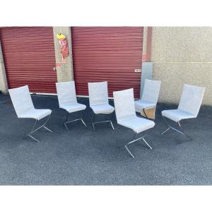 Pierre Cardin (1922-2020) Set Of 6 Chairs, Metal And Fabric, Edition Maison Jansen 