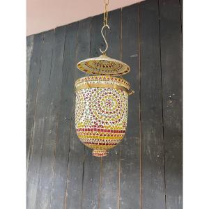 Oriental Lantern In Multicolored Glass 