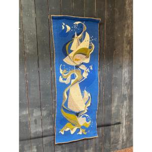 Jean Et Marinette Perrin (xx°) Tapisserie Les Voiles Circa 1970.