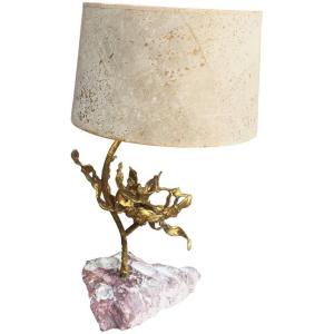 Paul Moerenhout, Bronze Sculpture Lamp On A Marble Base, Signed, Circa 1970