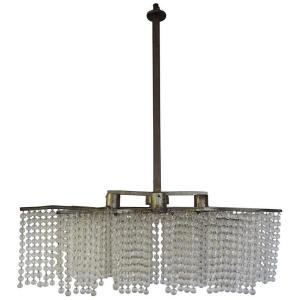 Art Deco Style Beaded Chandelier, Sue Et Mare Style, Ruhlmann Circa 1930