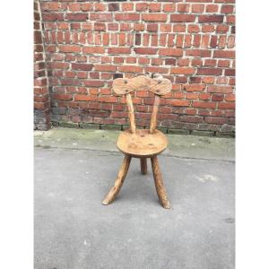 Brutalist Chair In Solid Elm, Circa 1950 