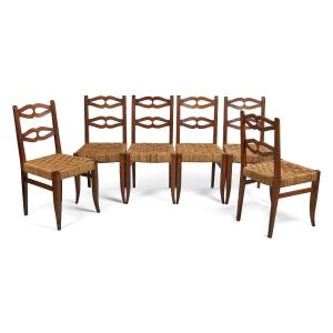 Set Of 6 Neo-rustic Chairs, Oak And Rope, Circa 1950/1960
