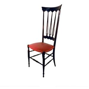 Italian Work, Blackened And Varnished Wooden Chair, Circa 1950