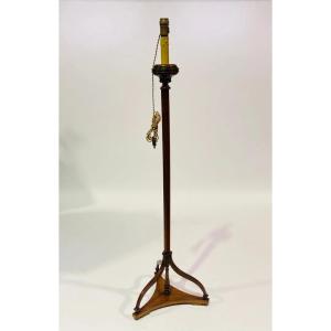 Painted Wooden Floor Lamp With Polychrome Garlands, English Work Circa 1900