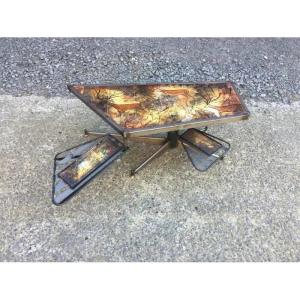 Coffee Table With Integrated System, Metal Frame, Ceramic Tiles Circa 1950/1970