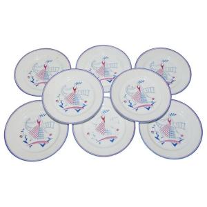 8 Primavera And Limoges Plates, Art Deco Period Circa 1930