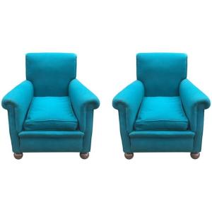 Pair Of Art Deco Armchairs In The Style Of Jules Leleu, Circa 1930/1950 