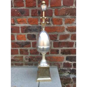 Silver-plated Metal Lamp, Maison Charles Style, Circa 1970 