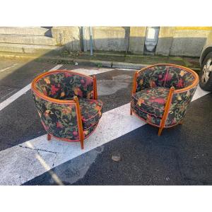Pair Of Original Art Deco Basket Armchairs Circa 1920/1930