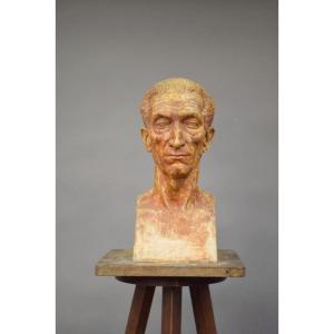 Ernestine Sirine-real (1899-1994) "bust". Patinated Plaster, Signed And Dated 1944. H. 51 Cm