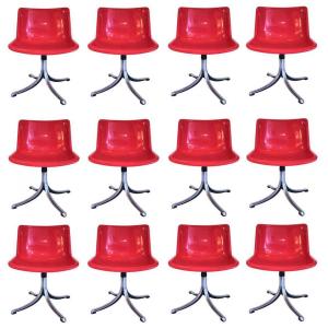 Osvaldo Borsani For Tecno, 12 Modus Model Chairs In Aluminum And Plastic, Italy, 1970s