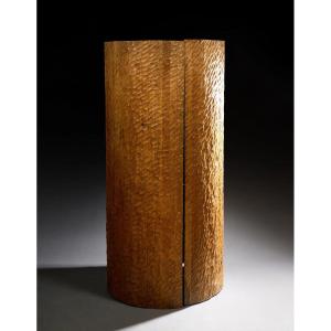 Interesting Large Cylindrical Oak Cabinet That Could Be Used As A Bar, Circa 1930/1950