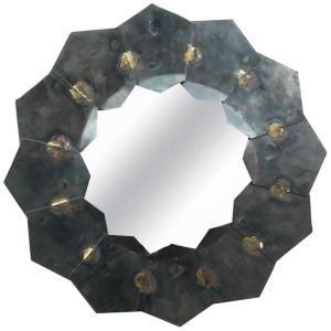 Metal And Brass Mirror , Circa 1970