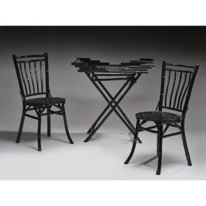 Maison Peret Et Vibert (attributed To) Two Chairs And A Folding Table Circa 1900