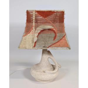 Free-form White Terracotta Lamp And Shade