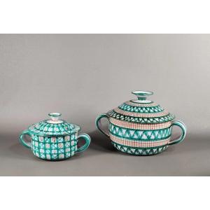 Robert Picaud (1919-2000) Two Covered Ceramics, Signed Circa 1950/1960