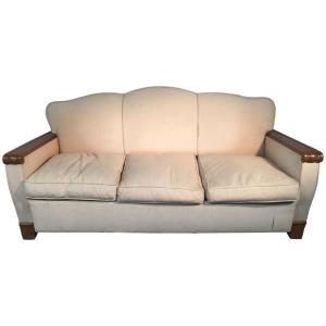 Gaston Poisson , Rare Art Deco 3 Seater Mahogany Sofa ,circa 1930