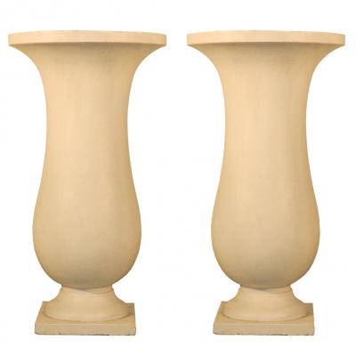 Work French Period Art-deco, Pair Of Large Illuminating Basins In Staff, Around 1940