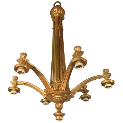 Chandelier Art Deco Bronze Era 1930
