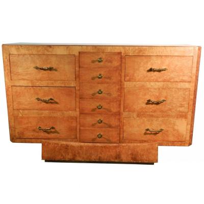 Alfred Porteneuve, Commode Period Art Deco In Norwegian Birch Veneer