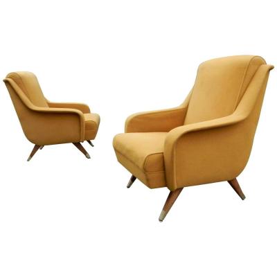 Erton, Pair Of Vintage Armchairs Around 1950, Original Fabric