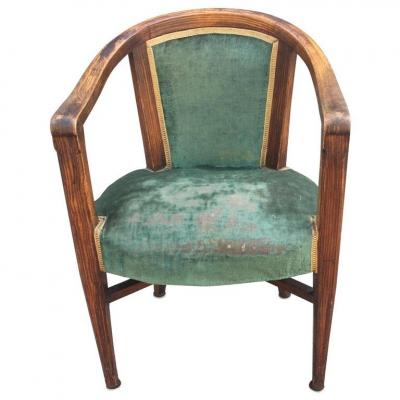 1 Armchair Art Deco, Circa 1925, Decor Faux Wood