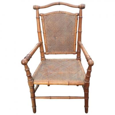 Armchair 1900 Wooden Bamboo Imitation