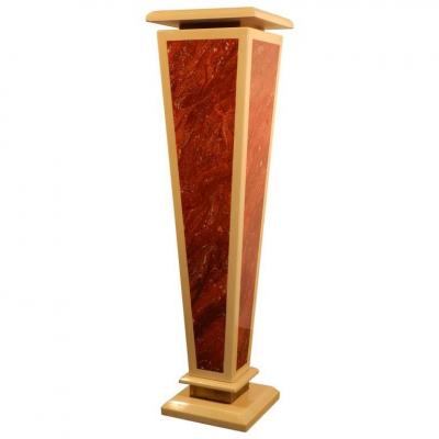 Romeo House, Pedestal Column In Lacquered Wood And Brass, Circa 1980