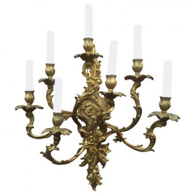 Large Wall Lamp In Bronze Louis XV Style 7 Lights Circa 1950