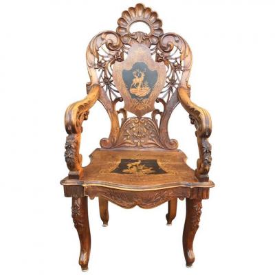 Armchair Apparat Walnut Forest Black Style Middle 19th
