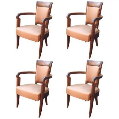 Baptistin Spade, 4 Armchairs Art Deco, From Steamer, Circa 1930, Signed