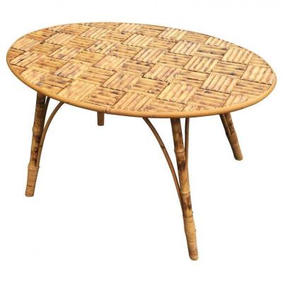 Bamboo Coffee Table, Tray With Bamboo Pieces Circa 1960/1970