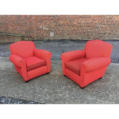 Pair Of Armchairs Art Deco Clubs Completely Redone