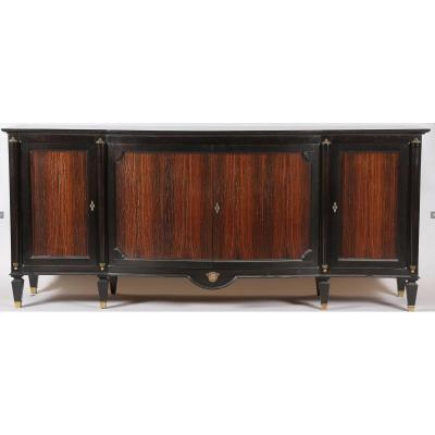 Art Deco Sideboard In Rosewood And Blackened Wood, In The Taste Of André Arbus, Circa 1940