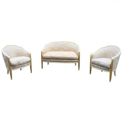 Salon Art Deco Circa 1930, Golden Wood And Lacquered, Good Condition