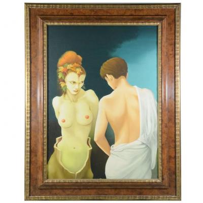 Paul Dessart "the Password" Oil On Canvas "circa 1980