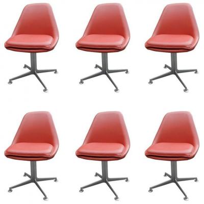 6 Swivel Chairs Style Eames Circa 1970