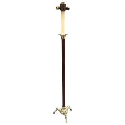 Maison Jansen, Floor Lamp In Mahogany And Bronze Circa 1950