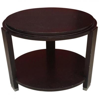 Art Deco Pedestal In Blackened Oak And Nickel Metal Circa 1930/1940