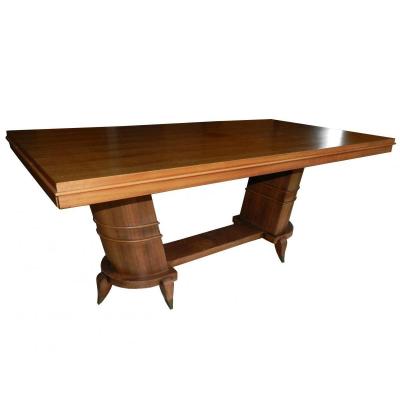 Table Art Deco 1930 In Rosewood Veneer + 2 Extensions