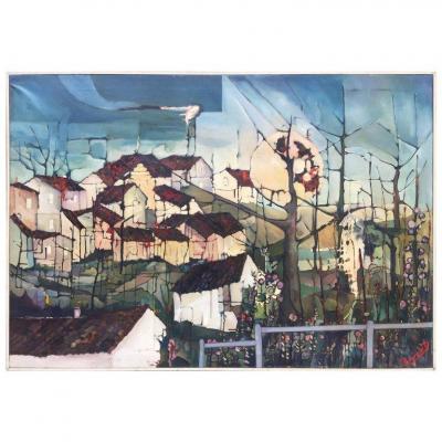 Large Oil On Canvas Signed Franco D, Circa 1970