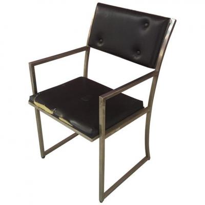 Guy Lefevre Steel Office Chair, Maison Jansen, Circa 1970