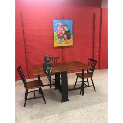 Scandinavian Set With 1 Gateleg Table And 4 Chairs Circa 1950/1960